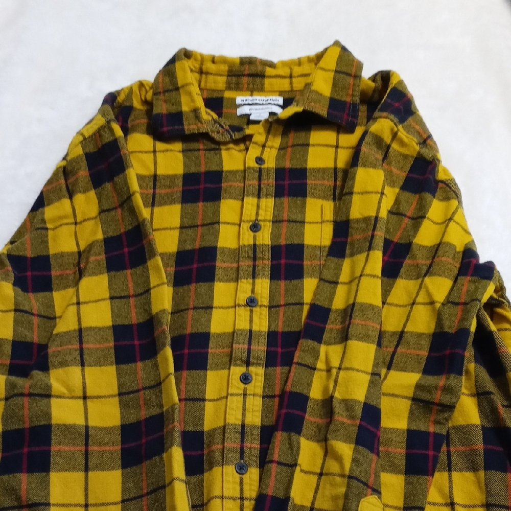 Amazon Essentials Yellow and Black Plaid Shirt